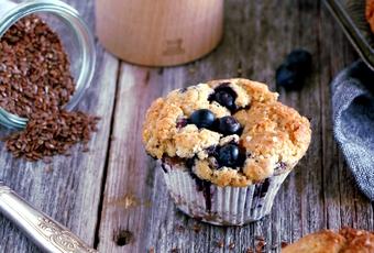 Vegan Blueberry Muffins with Flaxseed
