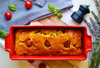 Cherry tomato, eggplant and feta cheese bread