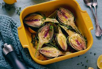 Roasted Artichokes with Feta and Fresh Thyme