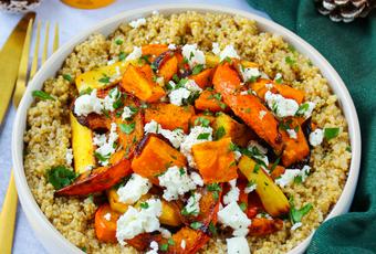 Quinoa Bowl with Roasted Vegetables and Feta