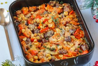 Baked Red Kuri Squash, Sweet Potato and Chestnut Gratin