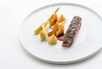 "Apicius" Duck Breast with Fennel and Apricot, Sweet and Sour Sauce with Oabaki and Mango