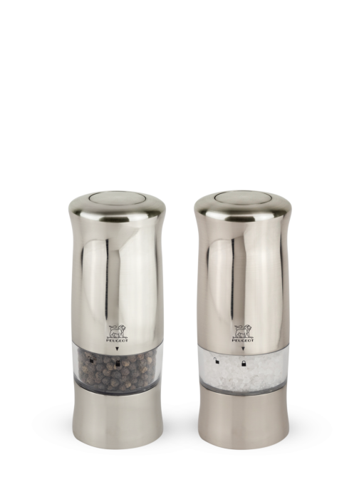Zeli Electric salt and pepper mill duo in stainless steel, 14 cm