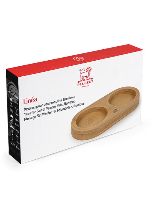Linéa Bamboo tray for two mills, in natural color - Peugeot Saveurs