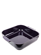 Peugeot Appolia Square Ceramic Oven Dish - 11.5" X 3", Eggplant Color, French-Made Baker With Handles