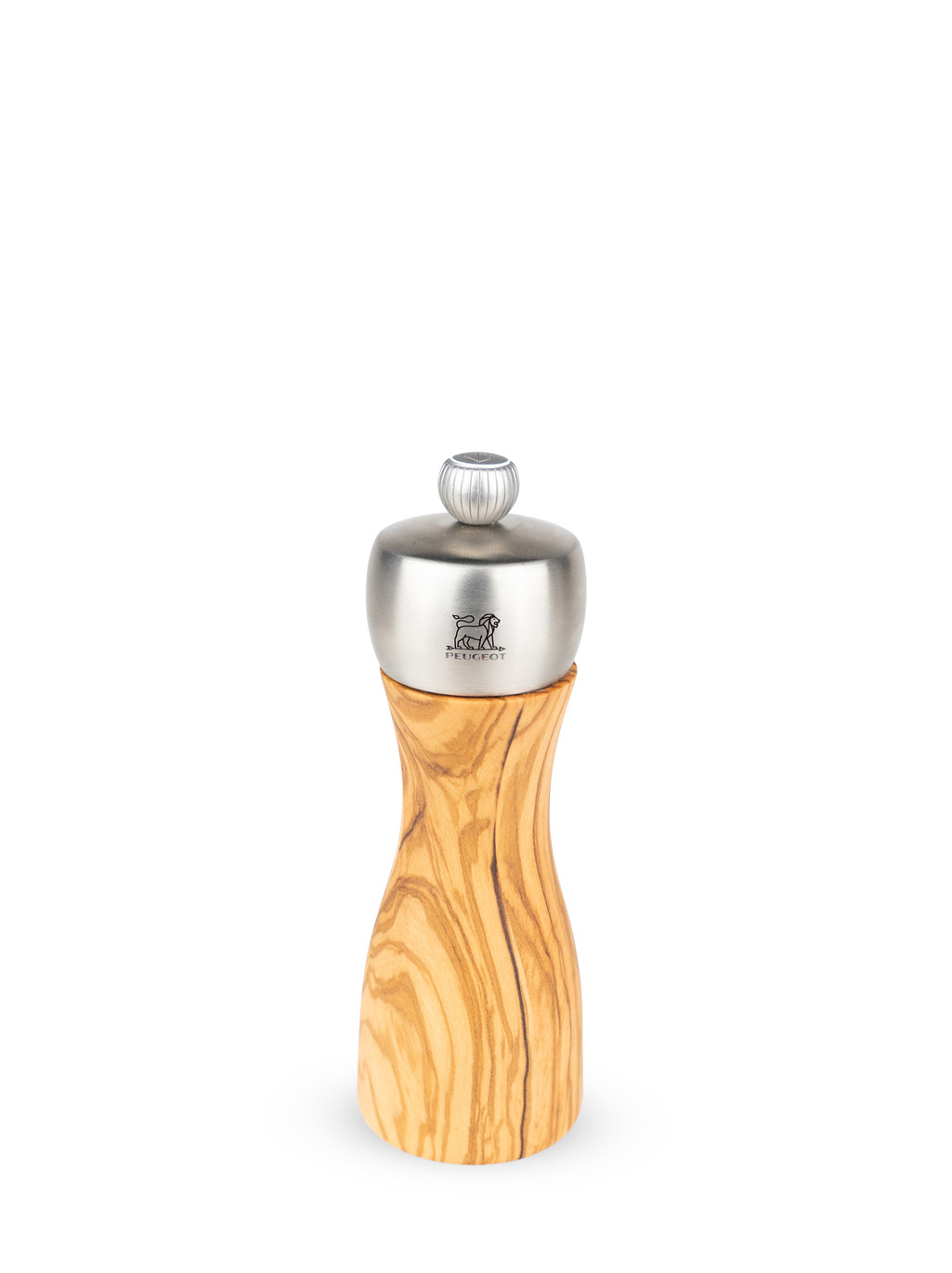 Fidji Manual salt mill in olive wood and stainless steel 15 cm